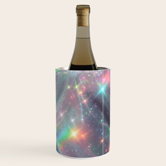Holographic Cosmic Sparkle Dreamscape Iridescent Galaxy Fantasy Wine Chiller Gallery Image 1