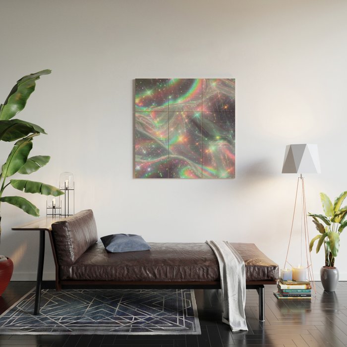 Holographic Cosmic Sparkle Dreamscape Iridescent Galaxy Fantasy Wood Wall Art Gallery Image 2