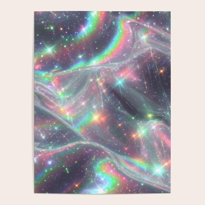 Holographic Cosmic Sparkle Dreamscape Iridescent Galaxy Fantasy Poster Gallery Image 1