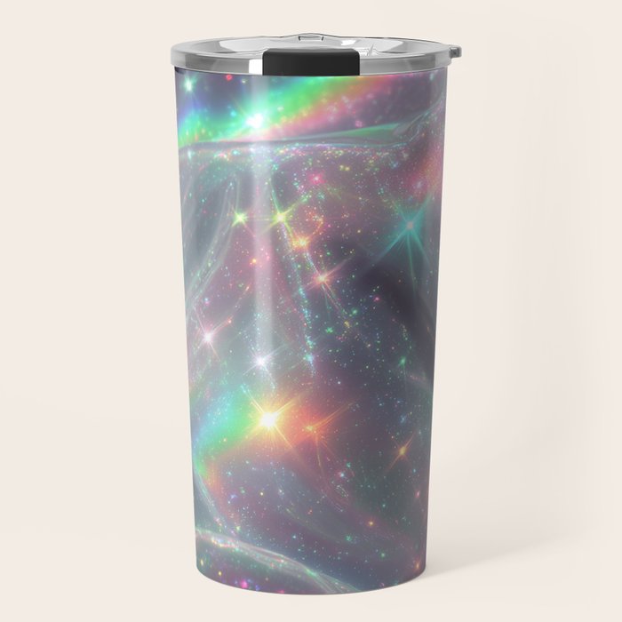 Holographic Cosmic Sparkle Dreamscape Iridescent Galaxy Fantasy Travel Mug Gallery Image 1