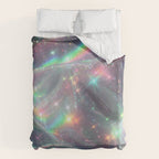 Holographic Cosmic Sparkle Dreamscape Iridescent Galaxy Fantasy Duvet Cover Gallery Image 6