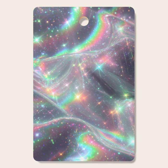 Holographic Cosmic Sparkle Dreamscape Iridescent Galaxy Fantasy Cutting Board Gallery Image 1
