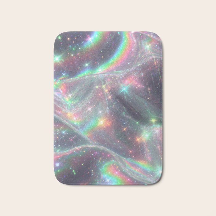 Holographic Cosmic Sparkle Dreamscape Iridescent Galaxy Fantasy Bath Mat Gallery Image 1