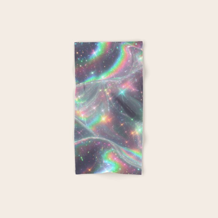 Holographic Cosmic Sparkle Dreamscape Iridescent Galaxy Fantasy Bath Towel Gallery Image 1