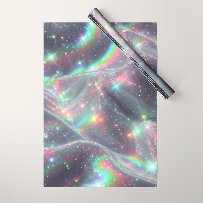 Holographic Cosmic Sparkle Dreamscape Iridescent Galaxy Fantasy Wrapping Paper Gallery Image 1