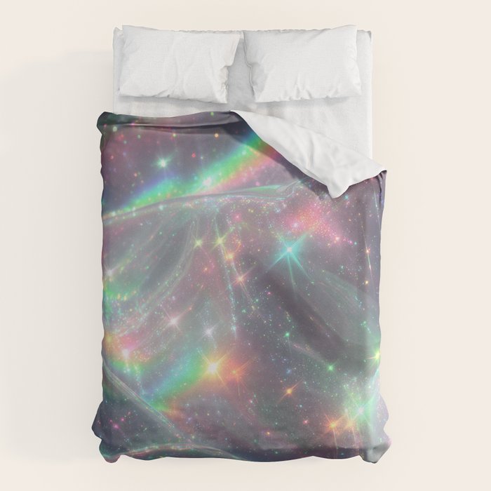 Holographic Cosmic Sparkle Dreamscape Iridescent Galaxy Fantasy Duvet Cover Gallery Image 1