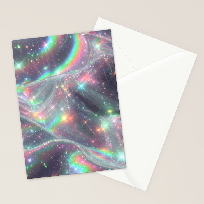 Holographic Cosmic Sparkle Dreamscape Iridescent Galaxy Fantasy Stationery Card Gallery Image 2