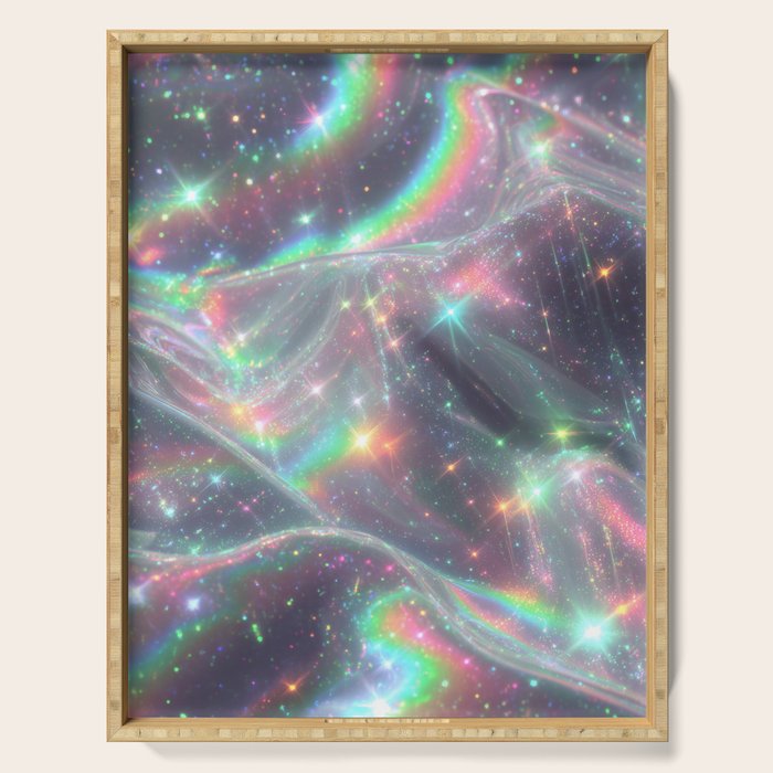 Holographic Cosmic Sparkle Dreamscape Iridescent Galaxy Fantasy Serving Tray Gallery Image 1