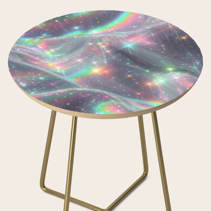 Holographic Cosmic Sparkle Dreamscape Iridescent Galaxy Fantasy Side Table Gallery Image 2