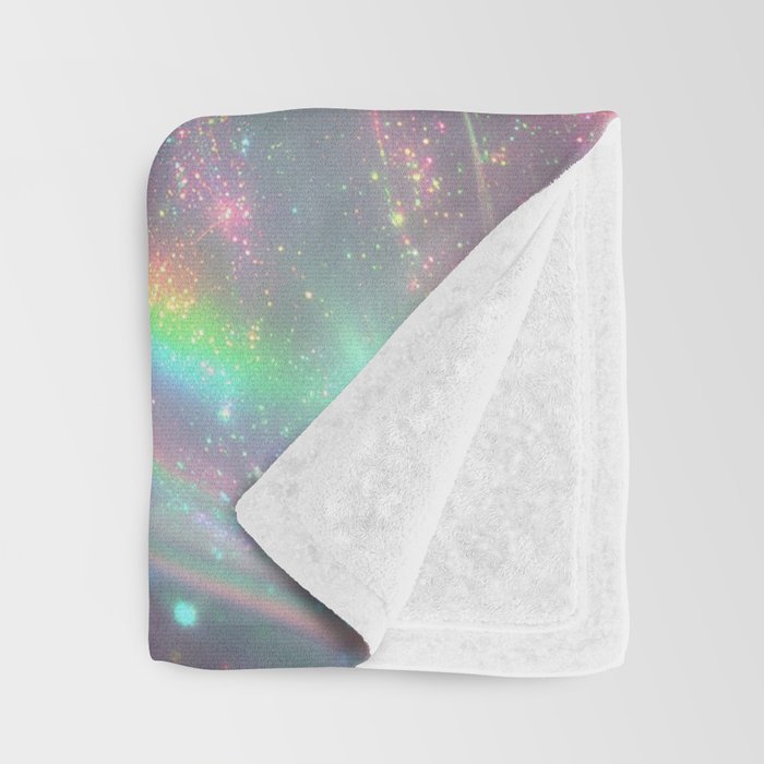 Holographic Cosmic Sparkle Dreamscape Iridescent Galaxy Fantasy Throw Blanket Gallery Image 3