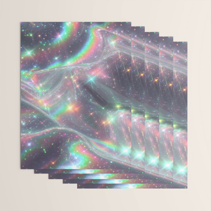 Holographic Cosmic Sparkle Dreamscape Iridescent Galaxy Fantasy Wrapping Paper Gallery Image 3