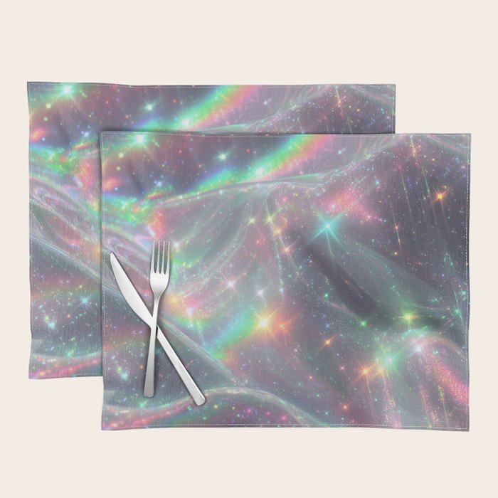 Holographic Cosmic Sparkle Dreamscape Iridescent Galaxy Fantasy Placemat Gallery Image 1