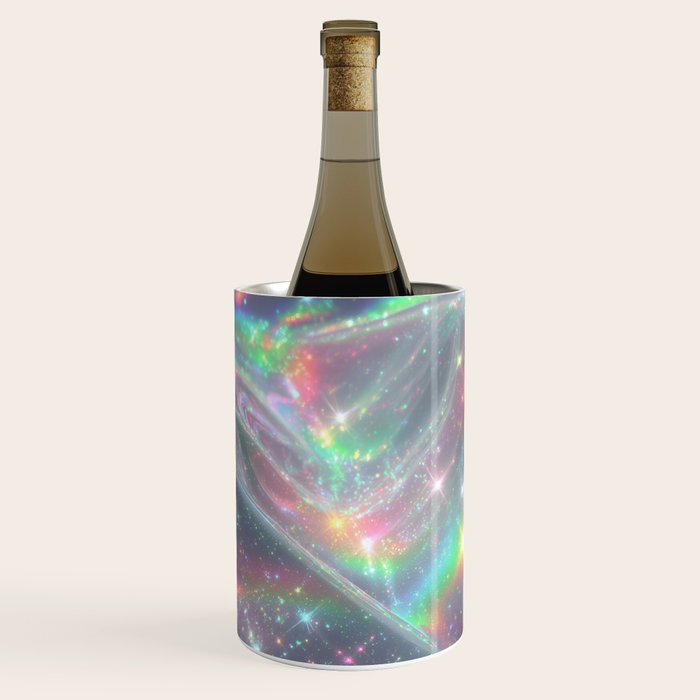 Holographic Cosmic Sparkle Dreamscape Iridescent Galaxy Fantasy Wine Chiller Gallery Image 2