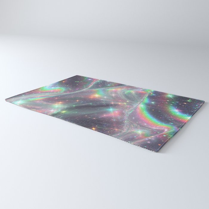 Holographic Cosmic Sparkle Dreamscape Iridescent Galaxy Fantasy Rug Gallery Image 3