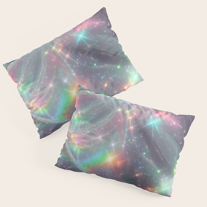Holographic Cosmic Sparkle Dreamscape Iridescent Galaxy Fantasy Pillow Sham Gallery Image 3