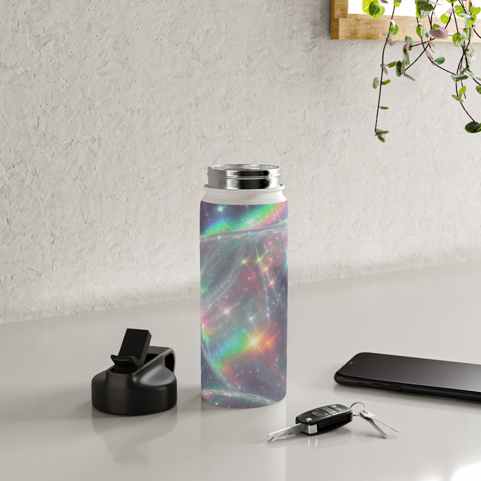 Holographic Cosmic Sparkle Dreamscape Iridescent Galaxy Fantasy Water Bottle Gallery Image 4