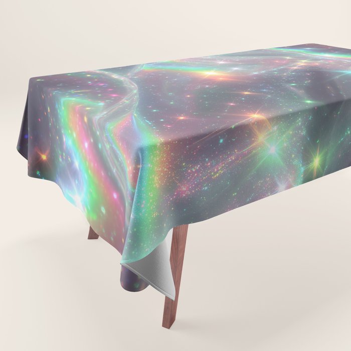 Holographic Cosmic Sparkle Dreamscape Iridescent Galaxy Fantasy Tablecloth Gallery Image 1