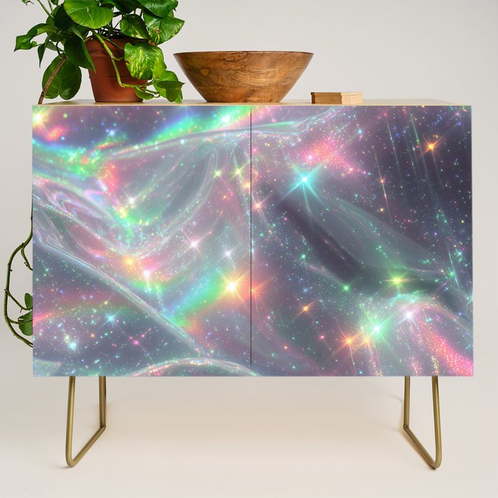 Holographic Cosmic Sparkle Dreamscape Iridescent Galaxy Fantasy Credenza Gallery Image 1