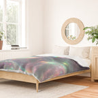 Holographic Cosmic Sparkle Dreamscape Iridescent Galaxy Fantasy Duvet Cover Gallery Image 2