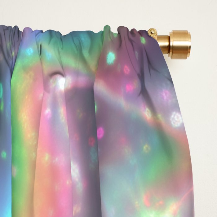 Holographic Cosmic Sparkle Dreamscape Iridescent Galaxy Fantasy Window Curtain Gallery Image 2