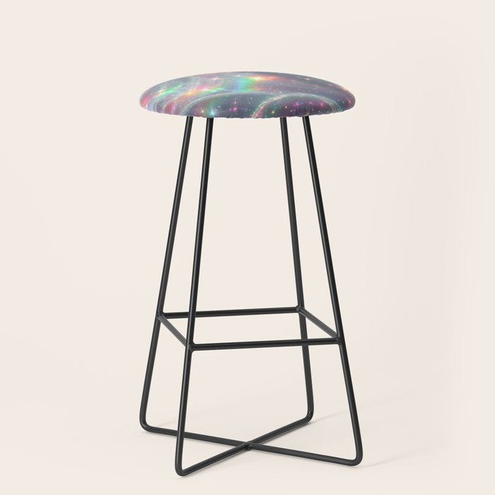 Holographic Cosmic Sparkle Dreamscape Iridescent Galaxy Fantasy Stool Gallery Image 1