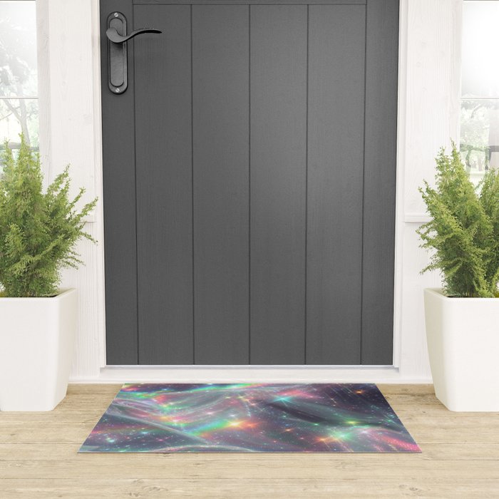 Holographic Cosmic Sparkle Dreamscape Iridescent Galaxy Fantasy Welcome Mat Gallery Image 3