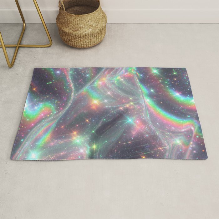 Holographic Cosmic Sparkle Dreamscape Iridescent Galaxy Fantasy Rug Gallery Image 1