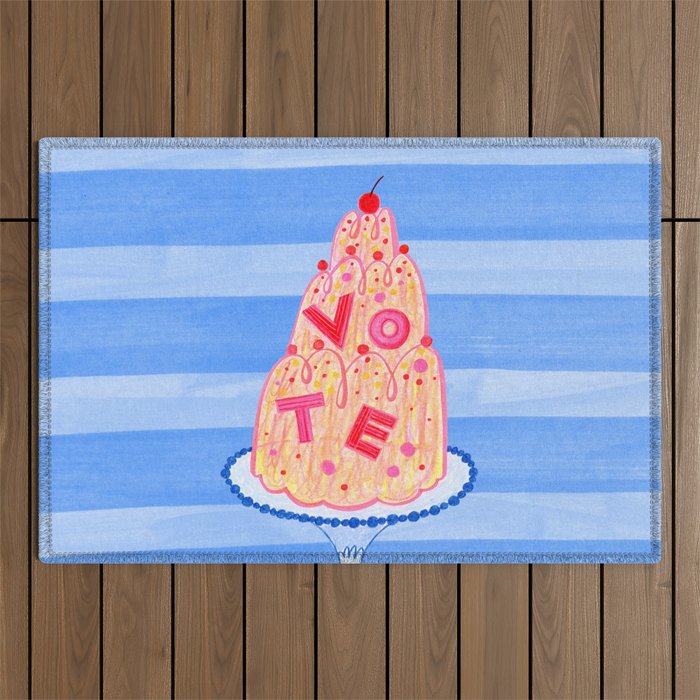 Mold the Future & Vote in Blueberry Blue Outdoor Rug Gallery Image 1