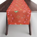 Whimsical Tiny Toys & Pine Branches in Red Table Runner Gallery Image 1