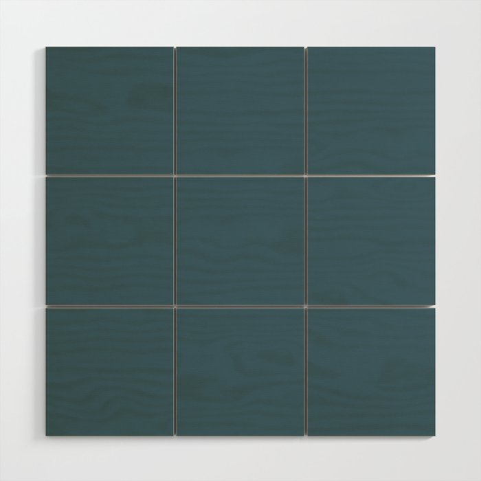 Deep Teal Solid Colour Wood Wall Art Gallery Image 1