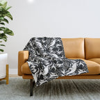 Black & White Cryptid Damask Throw Blanket Gallery Image 1