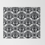 Black & White Cryptid Damask Throw Blanket Gallery Image 2
