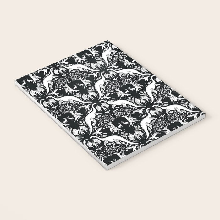 Black & White Cryptid Damask Notebook Gallery Image 3