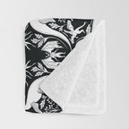 Black & White Cryptid Damask Throw Blanket Gallery Image 3