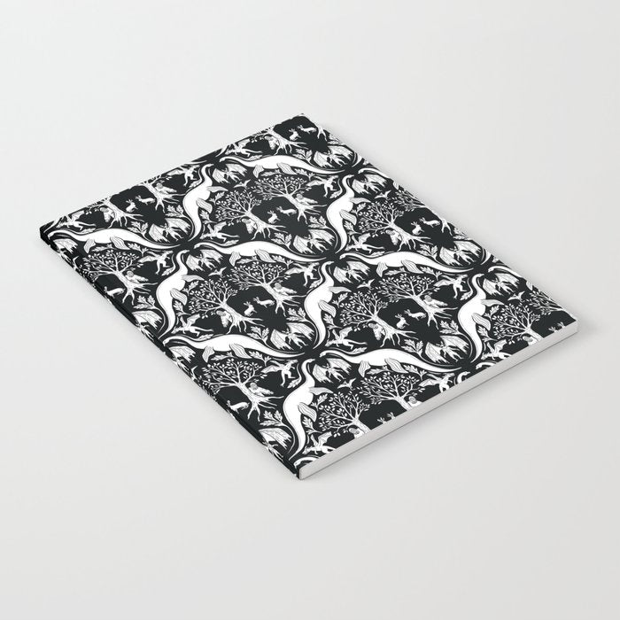 Black & White Cryptid Damask Notebook Gallery Image 2