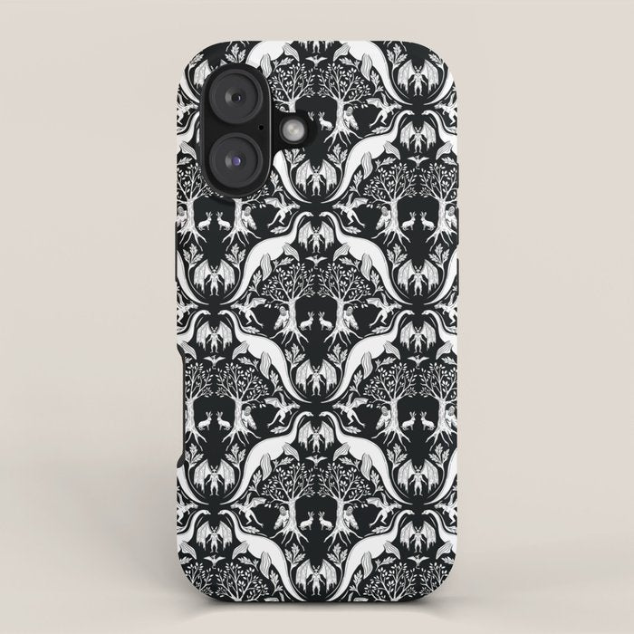 Black & White Cryptid Damask iPhone Case Gallery Image 1