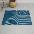 Geometric Lines in night Blue 16 (Rainbow Abstract) Rug Gallery Image 1