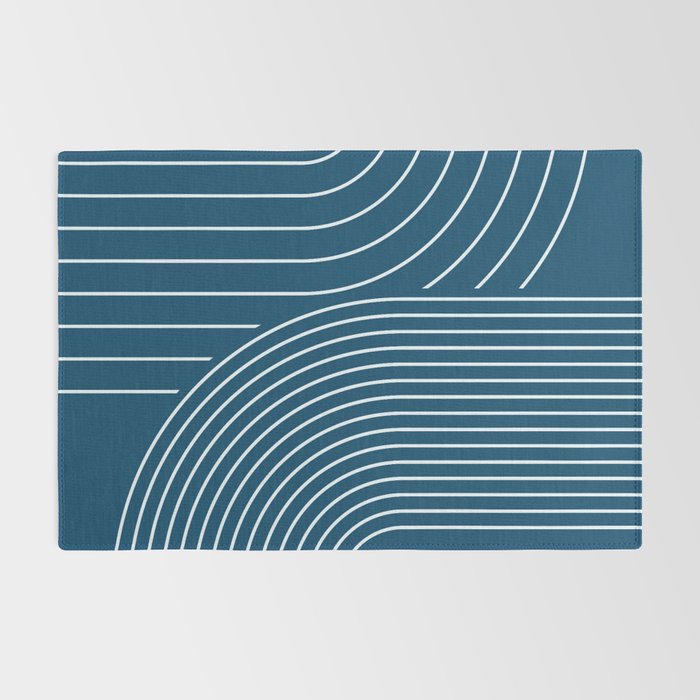 Geometric Lines in night Blue 16 (Rainbow Abstract) Rug Gallery Image 2