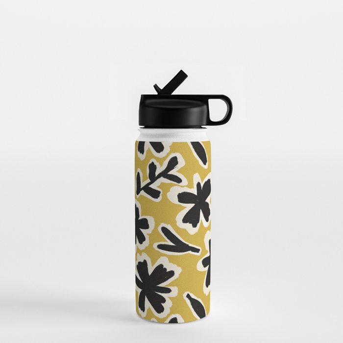 Black Florals #1 Water Bottle Gallery Image 1