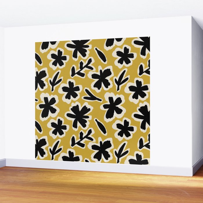 Black Florals #1 Wall Mural Gallery Image 2