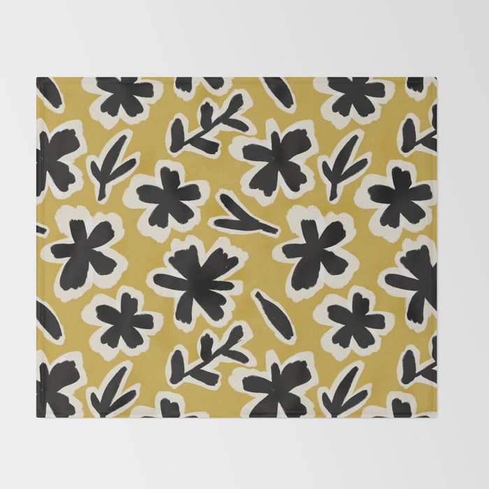 Black Florals #1 Throw Blanket Gallery Image 2