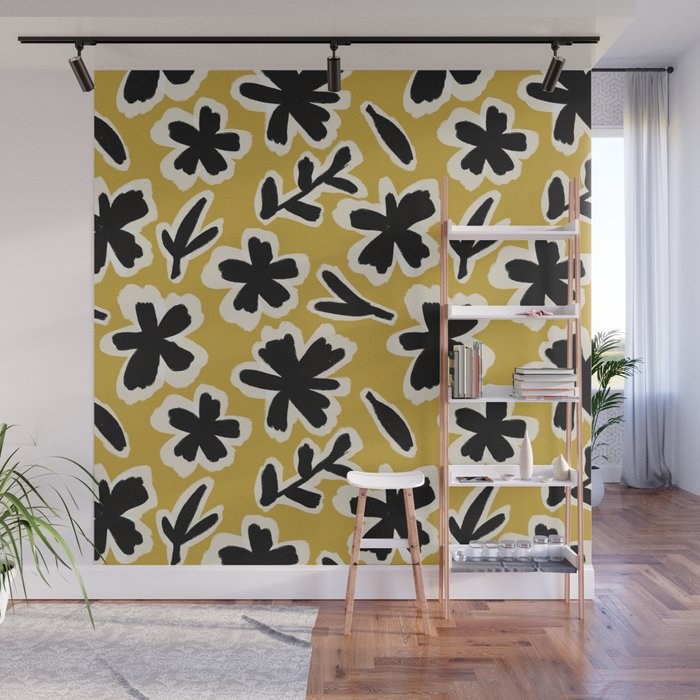Black Florals #1 Wall Mural Gallery Image 1