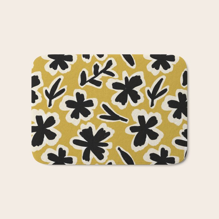 Black Florals #1 Bath Mat Gallery Image 1