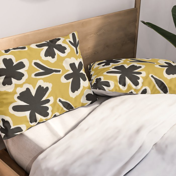 Black Florals #1 Pillow Sham Gallery Image 2