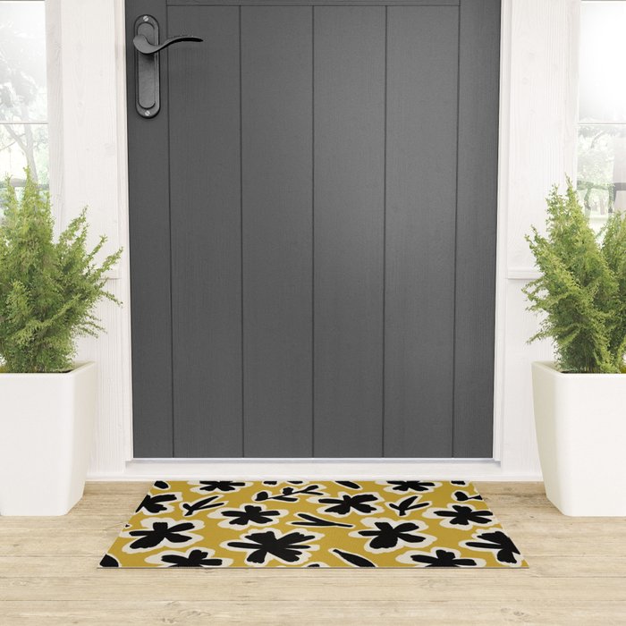 Black Florals #1 Welcome Mat Gallery Image 3