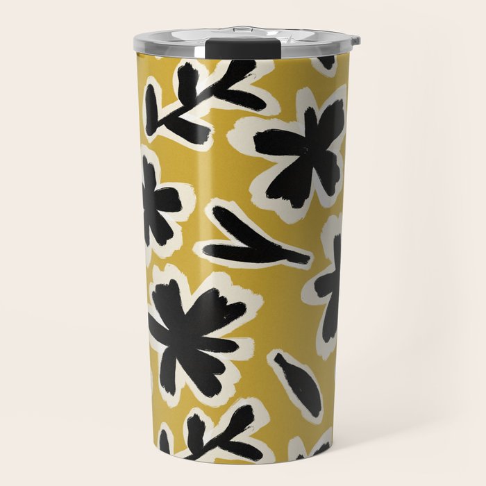 Black Florals #1 Travel Mug Gallery Image 1