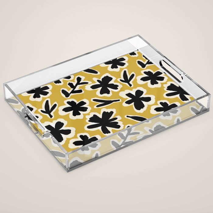 Black Florals #1 Acrylic Tray Gallery Image 1