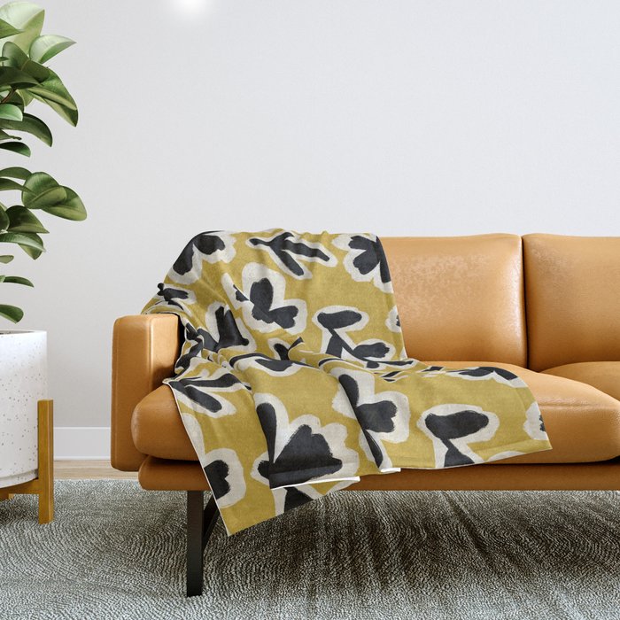 Black Florals #1 Throw Blanket Gallery Image 1