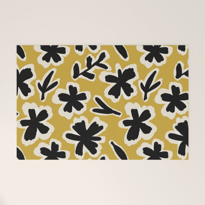 Black Florals #1 Welcome Mat Gallery Image 1