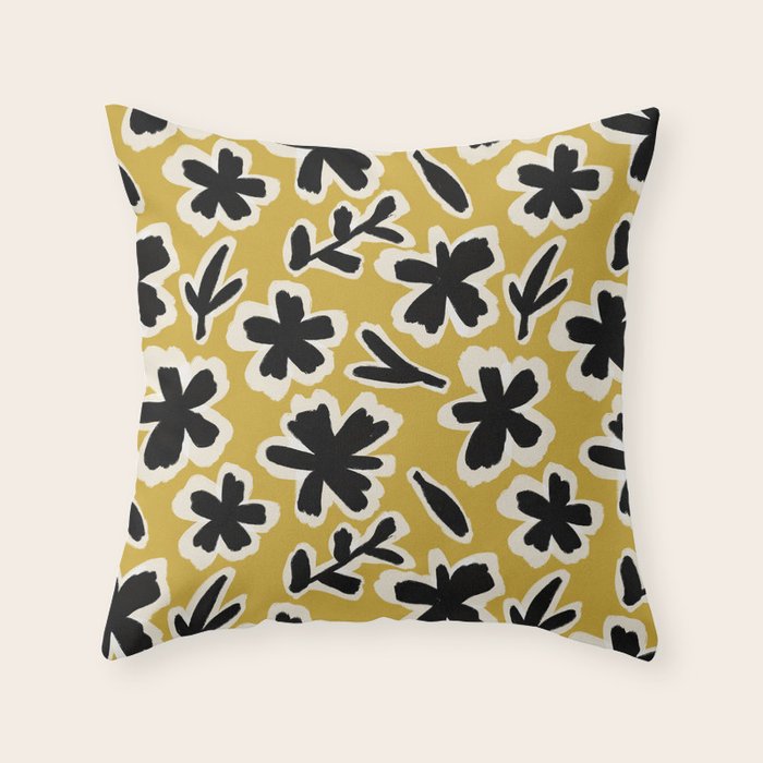 Black Florals #1 Throw Pillow Gallery Image 6